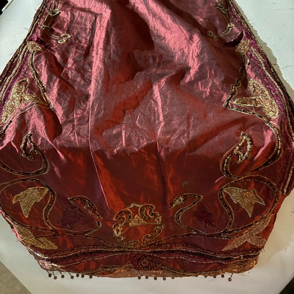 Embroidered Red and Gold Fabric